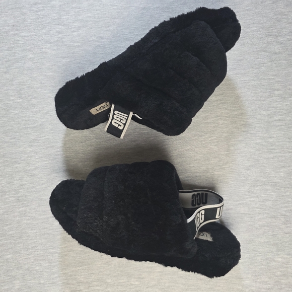 UGG Black Shearling Lined Sandals Size 9 Womens - Picture 4 of 7